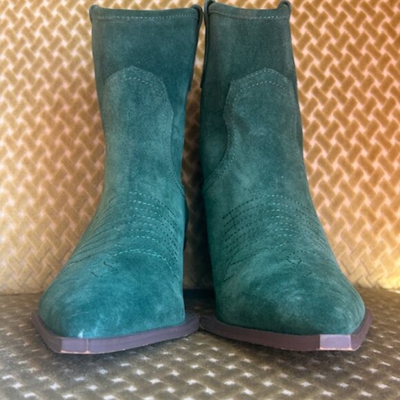 Intentionally Blank Kari Forest Suede Stitch Cushion Western Pull On Ankle Boots - Picture 6 of 16